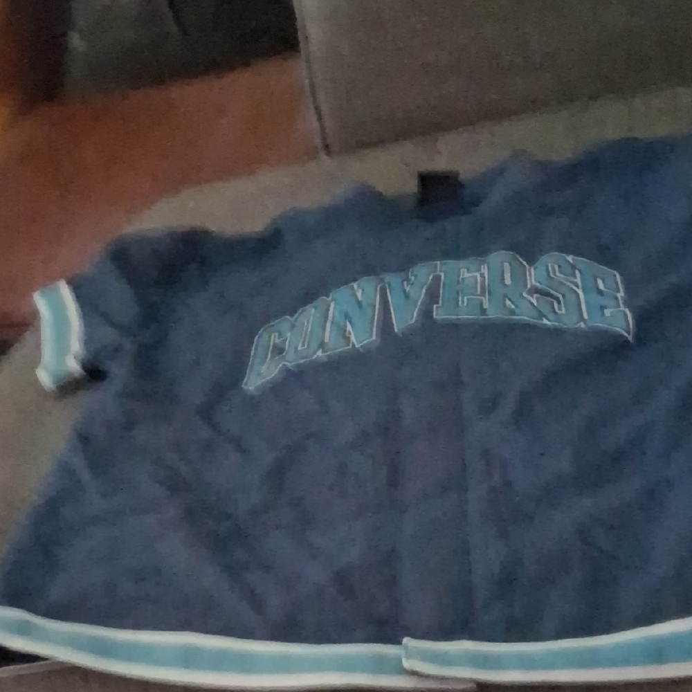 Converse XS Blue  Perforated Top Athletic Spellout tee top - Picture 2 of 13